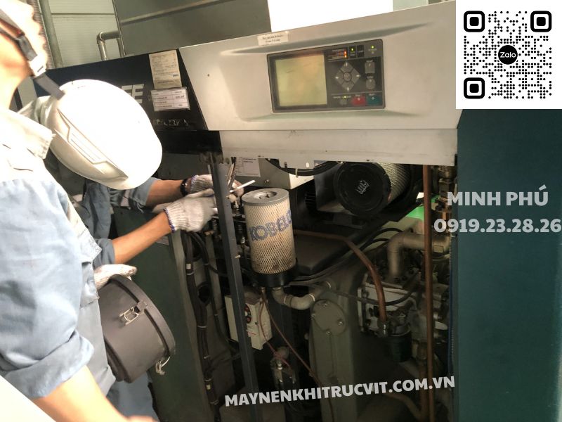 máy nén khí Kobelco lẫn nước, nguyên nhân khí nén có nước, cách khắc phục khí nén có nước, bảo trì máy nén khí Kobelco, sửa chữa máy nén khí Kobelco, bộ lọc tách nước máy nén khí Kobelco, Kobelco air compressor, 