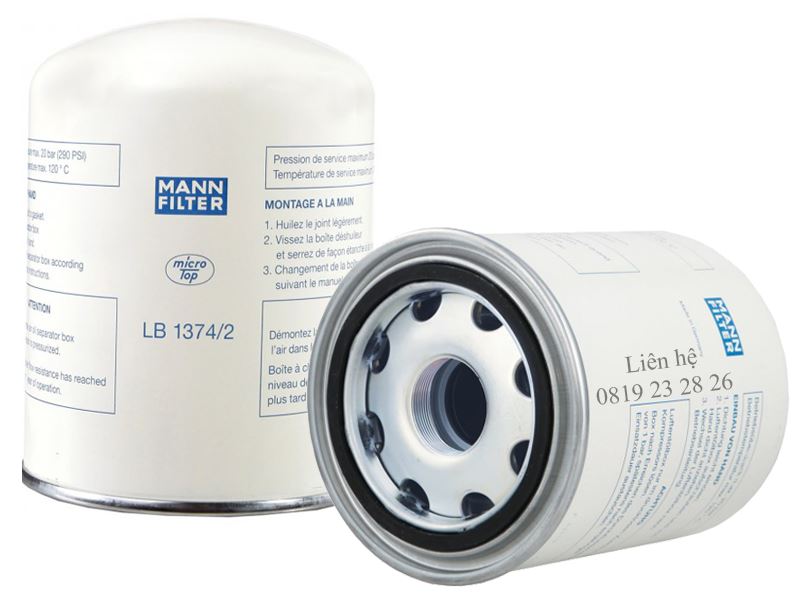 mann filter lb1374/2,tach dau may nen khi, tách dầu máy nén khí, phụ tùng máy nén khí, phu tung may nen khi, tách nhớt máy nén khí, tach nhot may nen khi, compressor oil separator